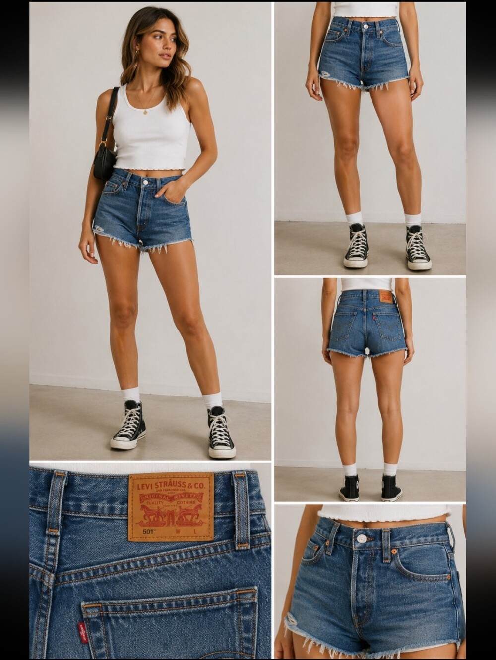 Levi’s 501 Cut Off Denim Shorts Women’s W26 High Rise Raw Hem Blue Jean Shorts